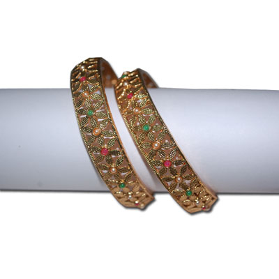 "Stone Bangles - MGR-1204 ( 2 Bangles) - Click here to View more details about this Product